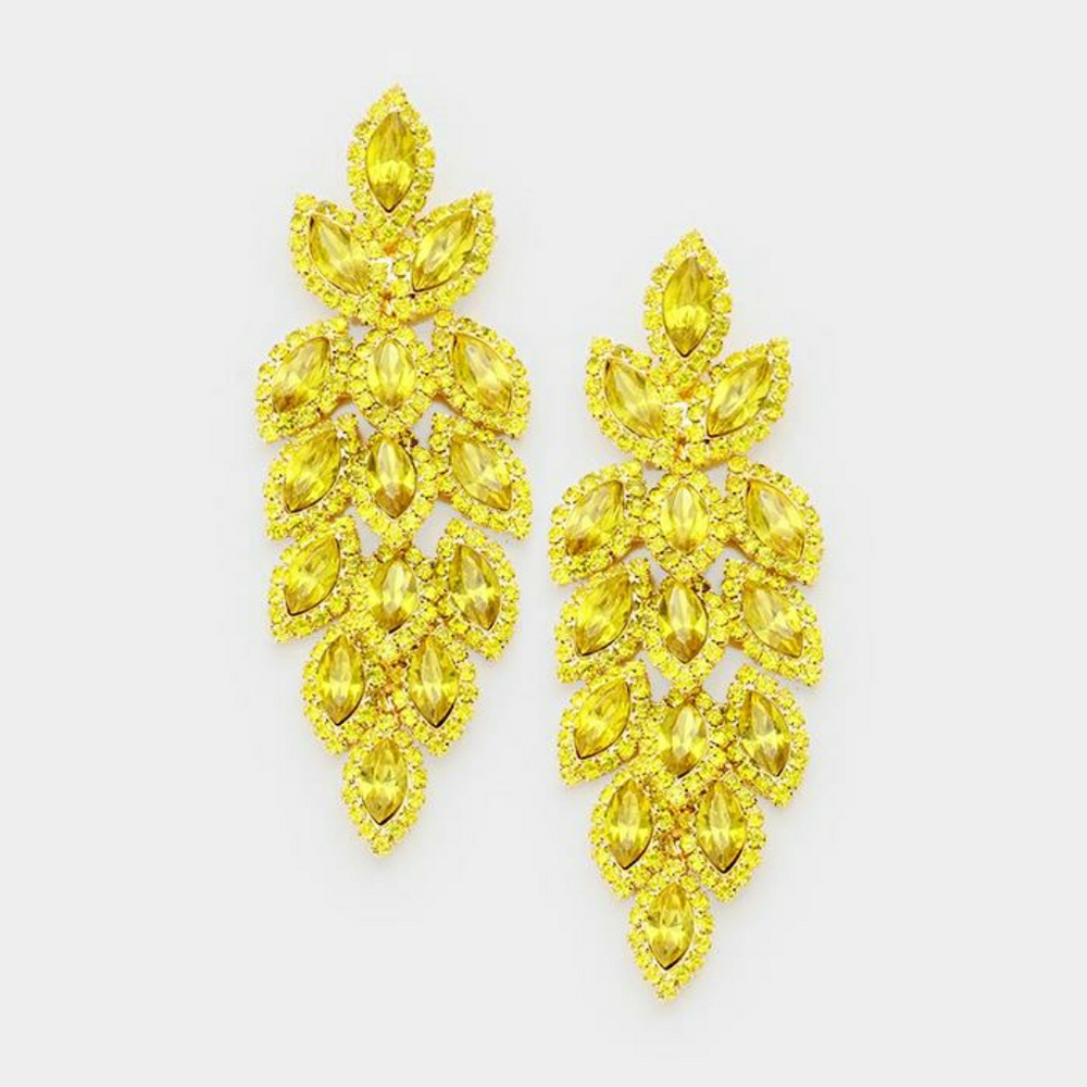 Canary Yellow Crystal Pageant Earrings
